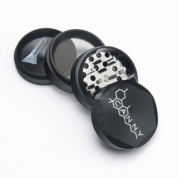 CANNY Grinder – Large Herb Grinder 4 Piece 2 Inch Spice Crusher Pollen Catcher and Scraper Tool Aluminum Alloy Sharp Teeth Magnetic Lid